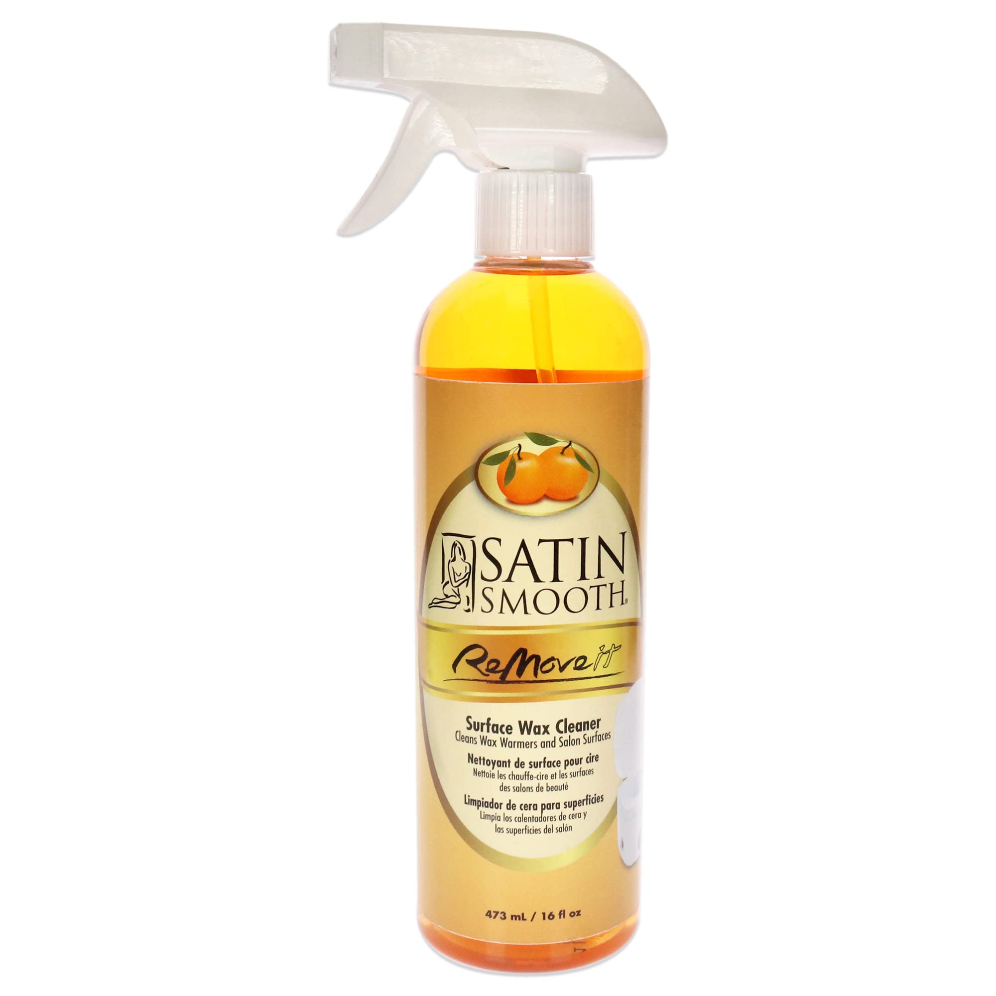 SATIN SMOOTH Remove It Surface Wax Cleaner – Citrus-Scented Spray Wax Remover for Warmers & Surfaces, 16 fl oz
