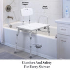 Medical King Transfer Bench MK7140 - Bathtub Shower Chair, Adjustable Height, Holds Up to 400 Lbs, White, Plastic