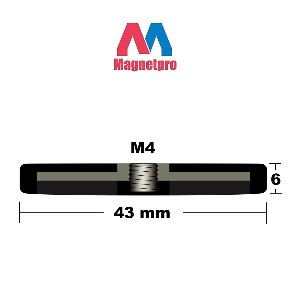 Magnetpro 4 Pieces Strong Rubber Coated Mounting Magnets 30 LB