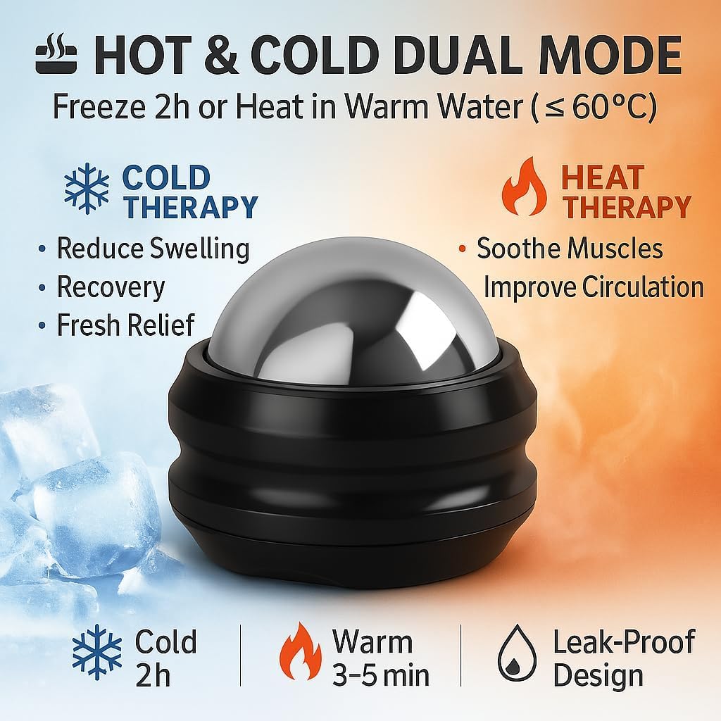 Flyfan Cold Massage Roller Ball, Small Gift for Teens, Men, Women, Boyfriend, Husband, Fitness Lovers, Stocking Stuffers,Handheld Muscle Roller Ball for Neck, Shoulders, Back, Calves & Feet