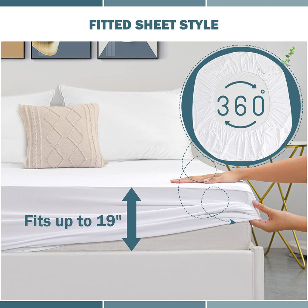 2 Pack Twin Waterproof Mattress Protector Deep Pocket Mattress Cover, Soft Breathable Mattress Pad, Fitted Noiseless Waterproof Bed Cover Stretch to 19"