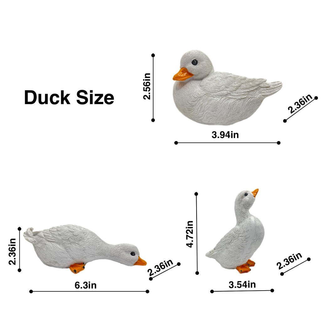 3PCS Duck Statues Resin Ducks Outdoor Garden Yard Porch Duck Pond Decor