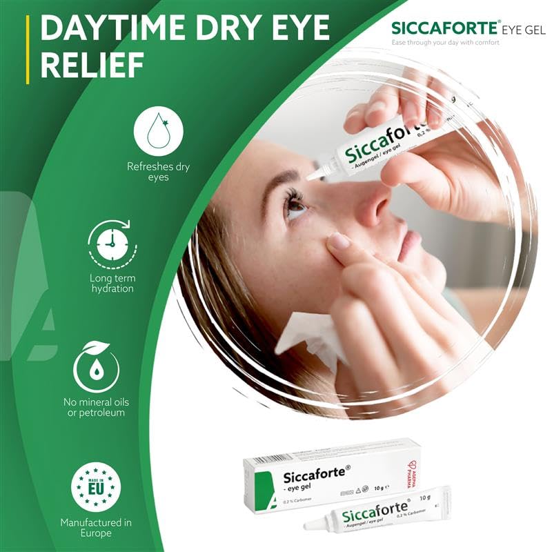 Siccaforte | Intensive Dry Eye Gel with Carbomer | Smooth, Moisturizing for Fresh Eyes | Soothing and Sore Eyes | Comfortable for Day Time Use