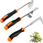 DWULCX 3 Pack Manual Weed Puller Tool, New Garden Stainless Steel Weeder Tool Hand Weeder Tool,Multi-Purpose Weed Remover Tool Weeding Tools for Gardening(Rubber Handle)