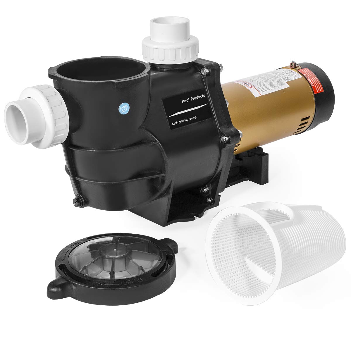 XtremepowerUS 2HP In-Ground Swimming Pool Pump Dual Speed High Flow 2" Inlet 230V High Flo 2-Speed w/ Slip-On Fitting Adapter, 5,820 GPH with Filter Basket