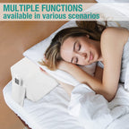 Vekkia Full Bed Wedge Pillow for Headboard – High-Density Foam Fills Gaps (0-5.5") Between Mattress and Headboard, Wedge Pillow with Pockets for Phone & Remotes, Washable Cover – (White)