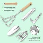 Garden Tools Set, 9-Piece Heavy Duty Gardening Tools with Clear Pocket Tote Bag, Stainless Steel Garden Hand Tools for Digging, Planting, Weeding and Pruning, Durable Gardening Kit