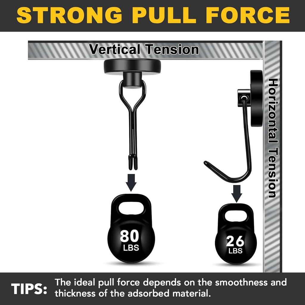 MIKEDE Magnetic Hooks Heavy Duty 40LB+ Swivel Swing Strong Magnet Hook