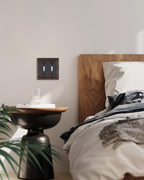 ZILLSEA 2-Pack Aged Bronze Double Toggle Wall Plates, 2 Gang Light Switch Covers, Durable Metal Switch Plate Covers, Decorative Pearl Design, 4.96''*4.88'', Midsize