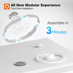 addlon 2 Pack Ceiling Fans with Lights and Remote, 20'' Low Profile Ceiling Fans, 3000-6000K Dimmable Modern Flush Mount LED Fan Light, Fandelier Ceiling Fan for Bedroom, Kitchen, Living Room