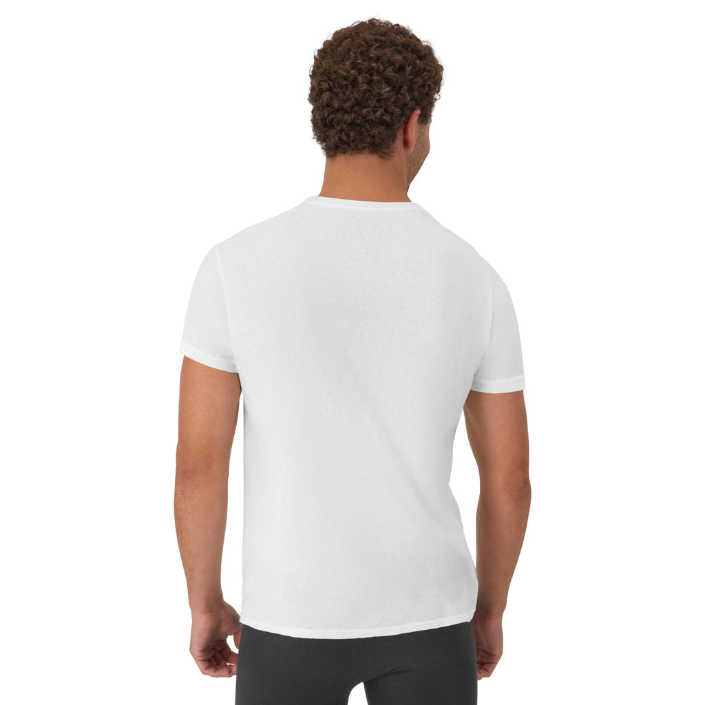 Hanes Men's Cotton, Moisture-Wicking Crew Tee Undershirts, Multi-Packs, White - 6 Pack, Small, 2135P6