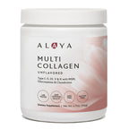 Alaya Multi Collagen Powder - Supports Hair, Skin, Nails & Bone Health for Women and Men - 5 Types Hydrolyzed Collagen Peptides Protein Powder Supplement with MSM + Glucosamine (20 Serving)