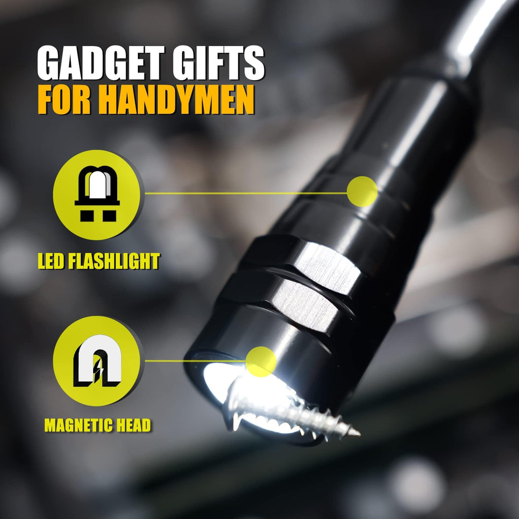 Dad Gifts, Magnetic Pickup Tool Telescoping Magnet Flashlight, Fathers Day Gift, Birthday Gifts for Men, Dad, Father, Women, Him, Teen Boys, Mechanic, Boyfriend, Graduation Gifts, Black