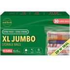Seal Fresh 10 Gallon Large Plastic Storage Bags – 24" x 24" (30 Count) – Reusable XXL Extra Large Heavy Duty Clear Jumbo Freezer Zip Lock Bags with Sealable Zipper Top For Clothes, Travel, Moving