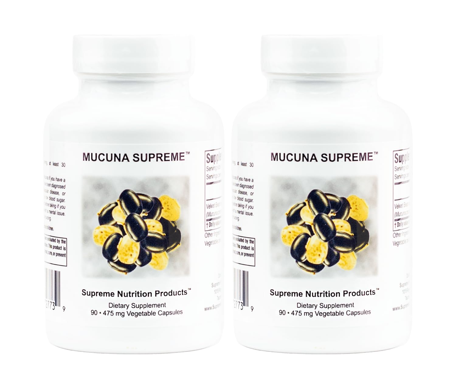 Supreme Nutrition Mucuna Supreme, 90 Pure Velvet Bean Seed Vegetarian Capsules (Pack of 2)