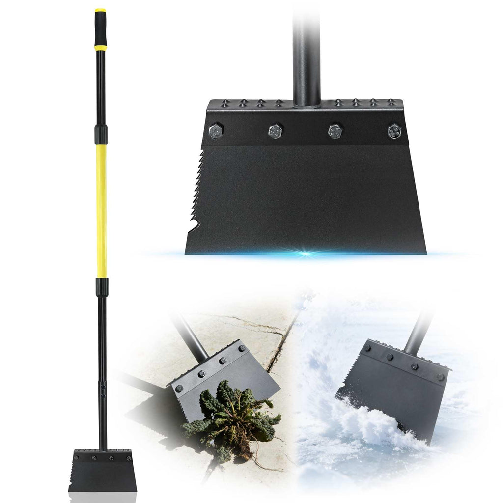 Jardineer Garden Flat Shovel Heavy Duty, Multifunctional Garden Cleaning Shovels for Lawn Edging,Sidewalk Weeding, Floor Scraper Long Handle, Metal Snow Shovel,Ice Scraper for Driveway (60")