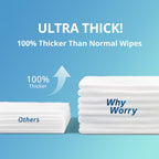 WhyWorry Ultra Thick Bathing Wipes for Adults Rinse Free, Large Body Wipes for Women, Men, Elderly Care & Cleaning, 8" x 12" Disposable Shower Washcloths for Gym & Camping, Fresh Scent, 100 Count