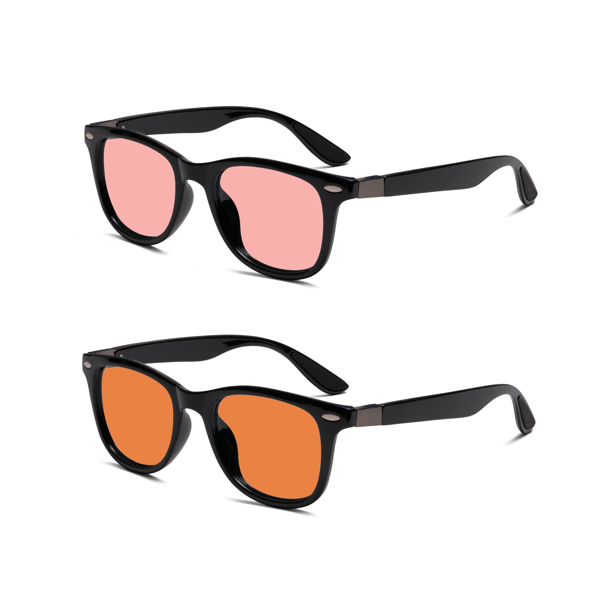 BRADDELL FL-41 Rose & FL-60 Wayfarer Blue Light Glasses for Migraine Light Sensitivity, Fluorescent LED Lighting & Concussion