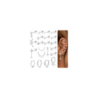 THUNARAZ 21Pcs Flat Back Earrings Stacks, Cartilage Helix Piercing Jewelry