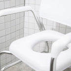 DMI Rolling Shower Chair, Commode, Transport Chair, FSA Eligible, Rolling Bathroom Wheelchair for Handicap, Elderly, Injured or Disabled, Rear Locking Wheels, 250 lb. Weight Capacity, White