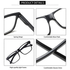 Kerecsen 5 Pack Oversized Reading Glasses Blue Light Blocking Square Large Frame Readers for Men and Women (5 Black, 1.75, x)