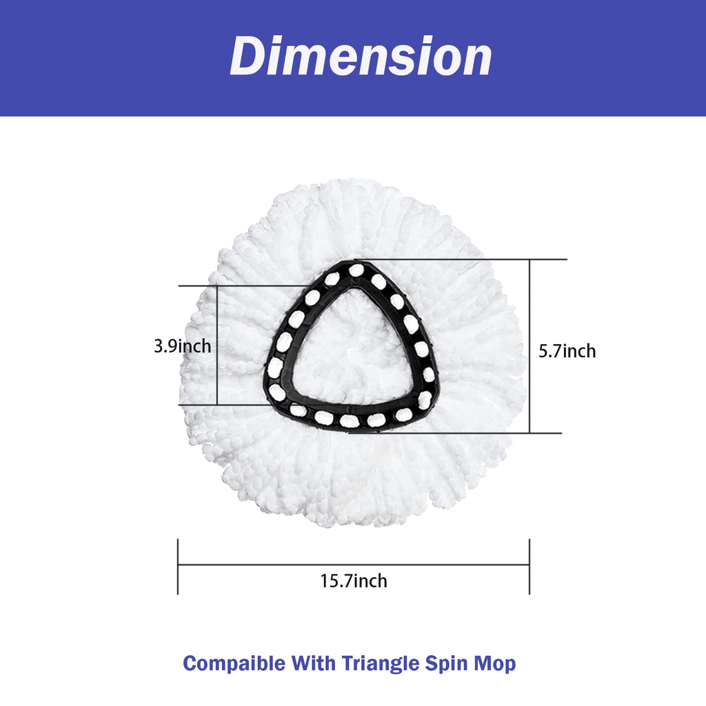Spin Mop Replacement Head 6 Pack Mop Refill Compatible with Ocedar Triangle Swivel Mops Microfiber Swivel Mop Refill,Deep Clean,Machine Washable and Easy to Replace