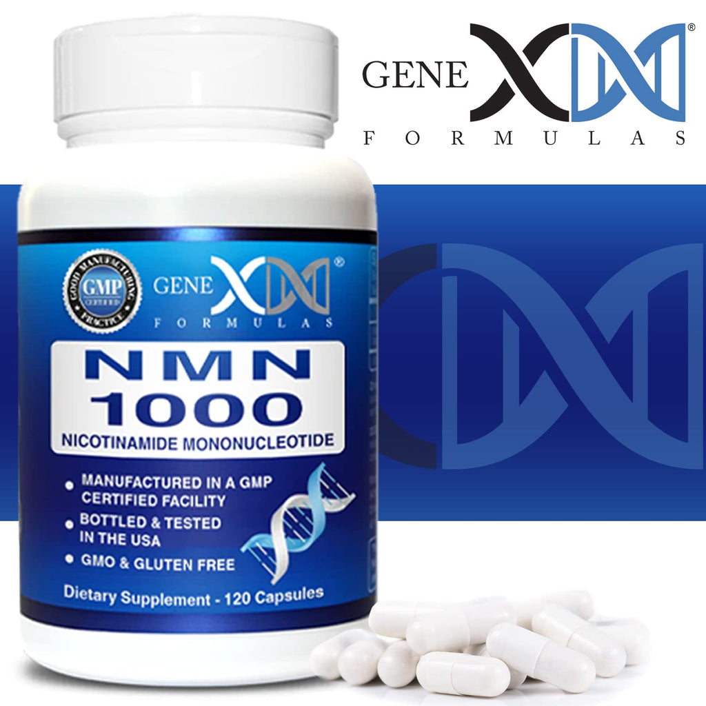 Genex Formulas NMN 1000mg - 99% Pure Shelf Stabilized Supplement Capsules for Increased NAD Levels & Healthy Aging, GMP Certified, 1000mg per Serving, 120 Capsules
