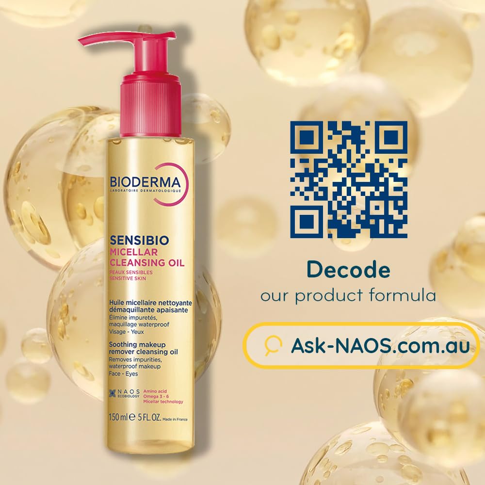 Bioderma Sensibio Micellar Cleansing Oil, 1st Ecobiological Micellar Formula Gentle Face Cleanser That Deeply Cleanses, Soothes & Nourishes Skin with Oil-to-Milk Texture, Fragrance-Free, 5 Fl Oz