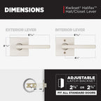 Kwikset Halifax Interior Passage Door Handle, Lever For Closet and Hallway Doors, Reversible Non-Locking Handle Lever, Satin Nickel, with Microban Protection