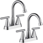 Cobbe Bathroom Faucets for Sink 3 Hole, 4 Inch with Pop Up Drain and 2 Supply Hoses, 2 Handle Centerset Bathroom Faucet for Sink Vanity, Chrome, 2 Pack