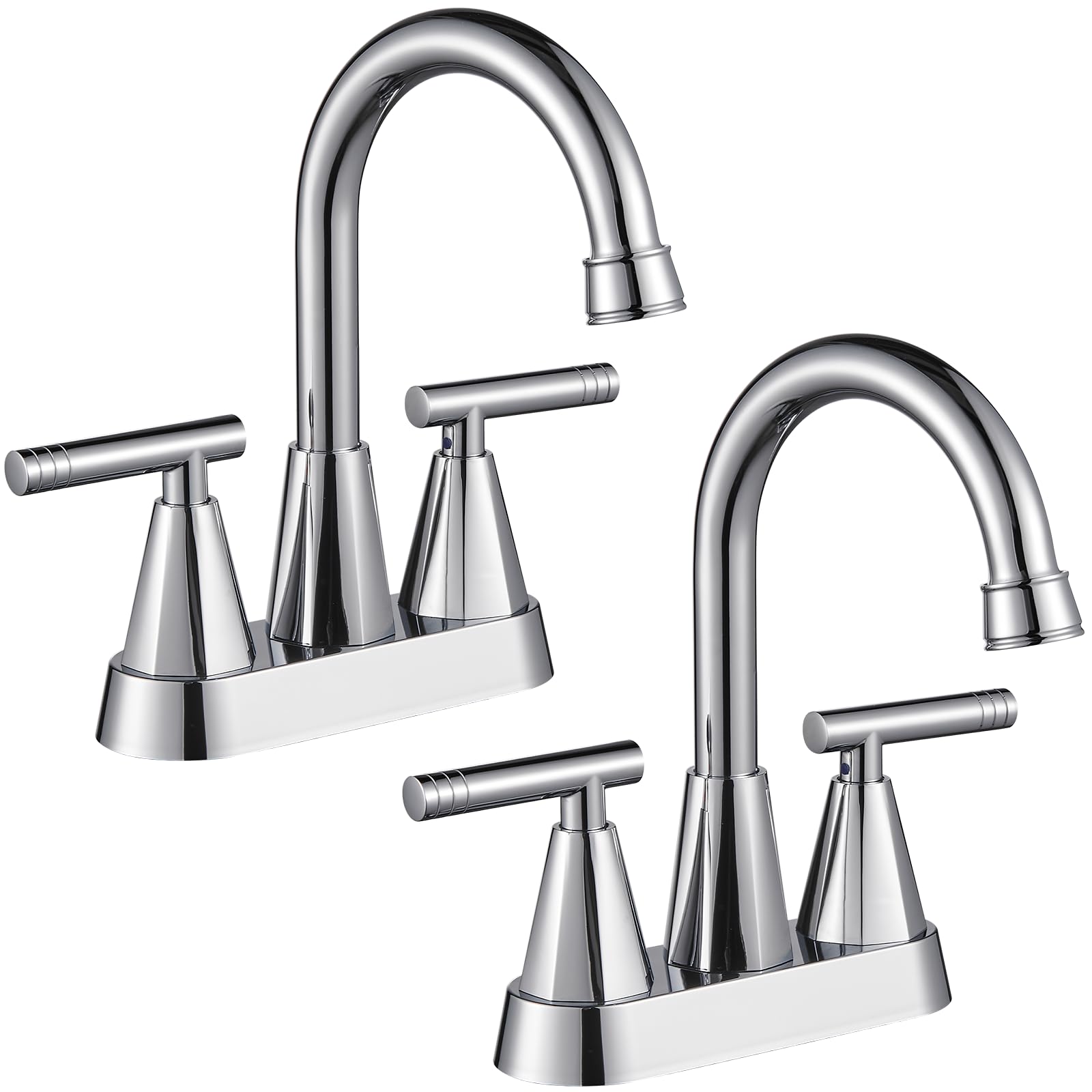 Cobbe Bathroom Faucets for Sink 3 Hole, 4 Inch with Pop Up Drain and 2 Supply Hoses, 2 Handle Centerset Bathroom Faucet for Sink Vanity, Chrome, 2 Pack