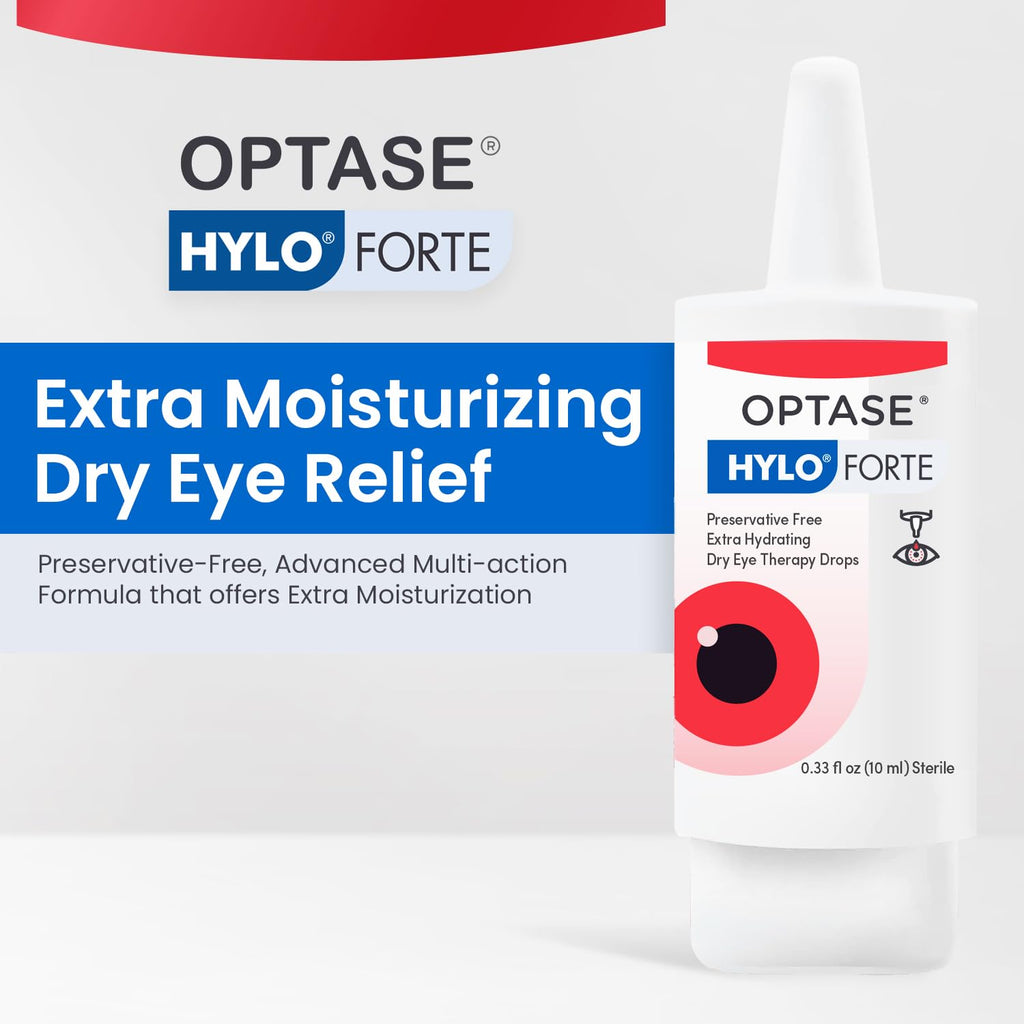 Optase HYLO Forte Dry Eye Drops, Preservative-Free 300 Drops – Extra Moisture – Active Glycerin & Hyaluronic Acid – Contact Lens Compatible – 0.33 fl oz