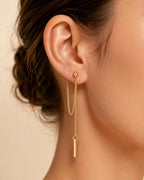 Dainty 18K Gold Plated Chain Earrings for Women - Long Threader Earring with Hypoallergenic Bar Drop Dangle Design, Elegant Line Dangly Jewelry Gift