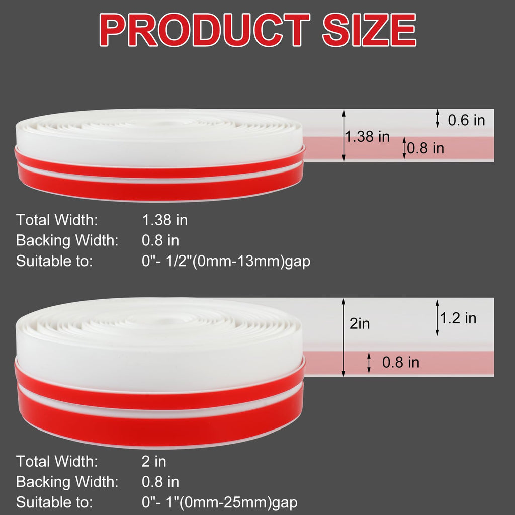 T-Shaped Silicone Seal Strip for Door & Windows, 20Ft Weatherproof Draft Stopper, Gap Seal for Door Sides (White)