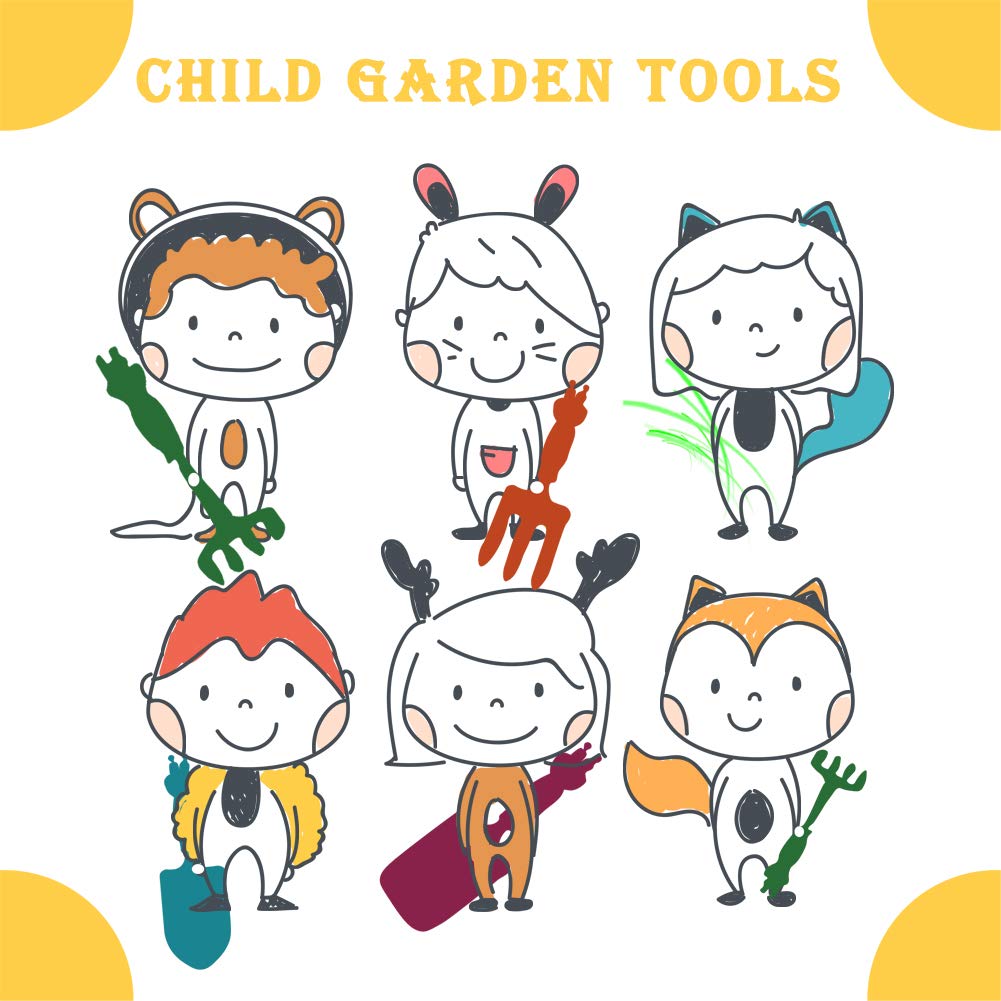 Kids Gardening Tools Set Metal for Kids Hand Shovel Mini Garden Tools for Kids, Safe Toy Gardening Tools for Soil Planting Digging Transplanting 4 Pieces
