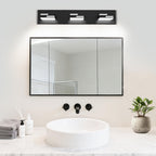 LKHF LED Modern Bathroom Vanity Light Fixtures, Dimmable Matte Black Vanity Lights for Bathroom Lighting Fixtures Over Mirror, with 360° Rotatable Acrylic Heads 3-Light 22-inch (Cool White 6000K)