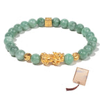 AROUROUA Fengshui Wealth Bracelet 8MM Natural Green Real Jade Bracelets