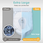 TRIPTIPS Toilet Seat Covers Disposable Travel Pack 60 count｜Faster use-Sticker free｜Waterproof｜XL Disposable Toilet Seat Cover for Adults and Kids, Individually for Public Restroom/Airplane (60pcs)