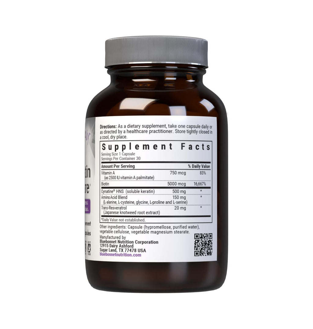 Bluebonnet Nutrition Beautiful Ally Keratin Care, Beauty Nutrient, Best for Hair, Strengthen and Revitalize Hair*, Non GMO, Gluten Free, Soy Free, Milk Free, 30 Vegetable Capsules, 30 Servings