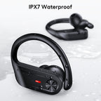TAGRY Wireless Headphones Sport Earphones with Earhook Mic in-Ear headsets Balck