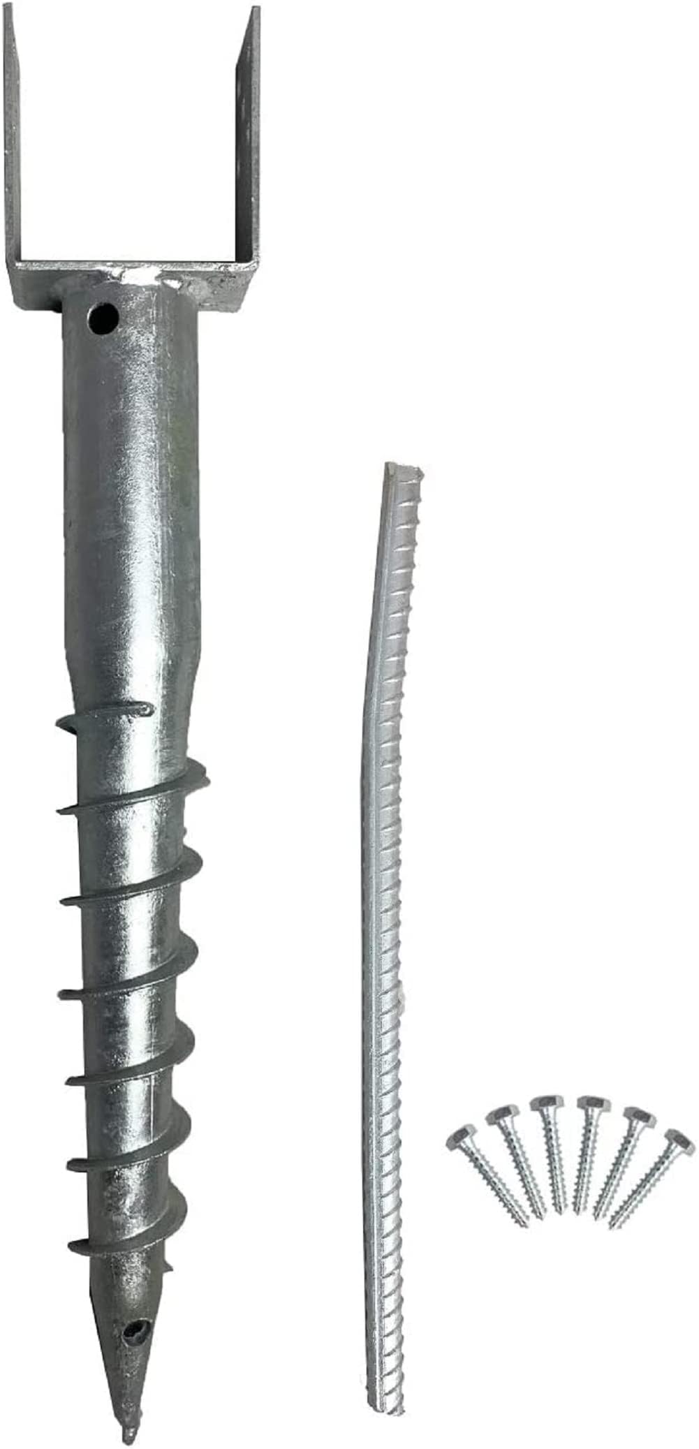 Ashman Ground Screw (1 Pack), No Dig, U-Model Screw in Post Stake - 27" Inch Long, Fits Standard 4x4 (3.5" X 3.5" Inch) Great for Mailbox Posts.
