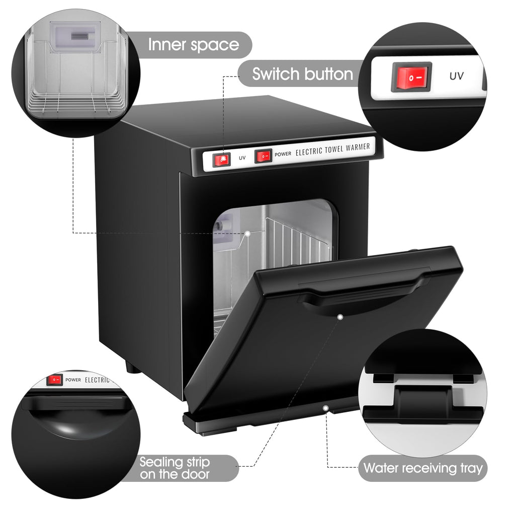 Hot Towel Warmer for Spa, Thermostatic Towel Heater, 2-in-1 Professional Mini Towel Warmer, Beauty Salon and Spa Towel Warmers for Facial.(5.5L-Black)