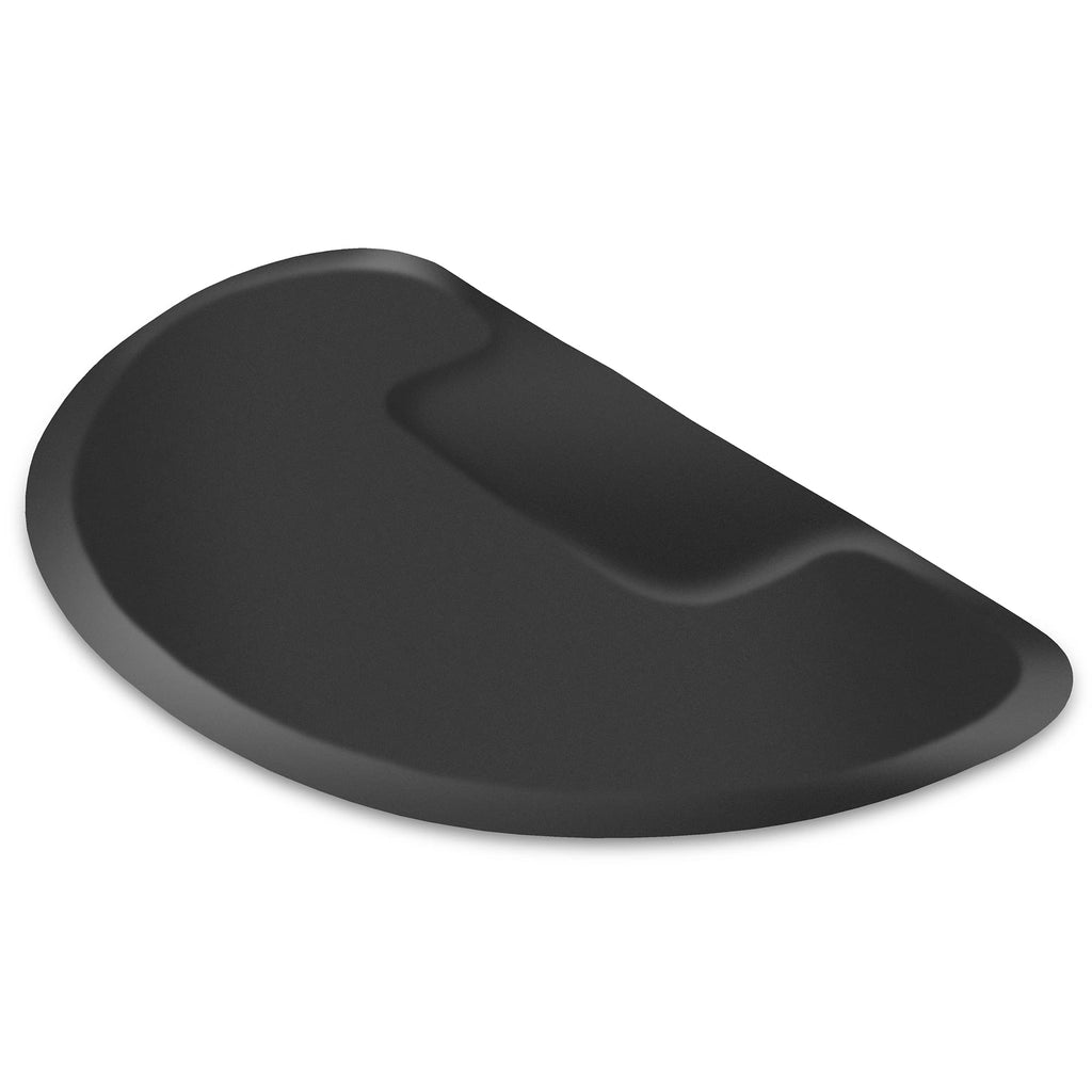 Saloniture 3 ft. x 5 ft. Barber & Salon Floor Mat for Square Chair Base - 1/2 in. Thick Black Semi-Circle Anti-Fatigue Stylist Station Mat