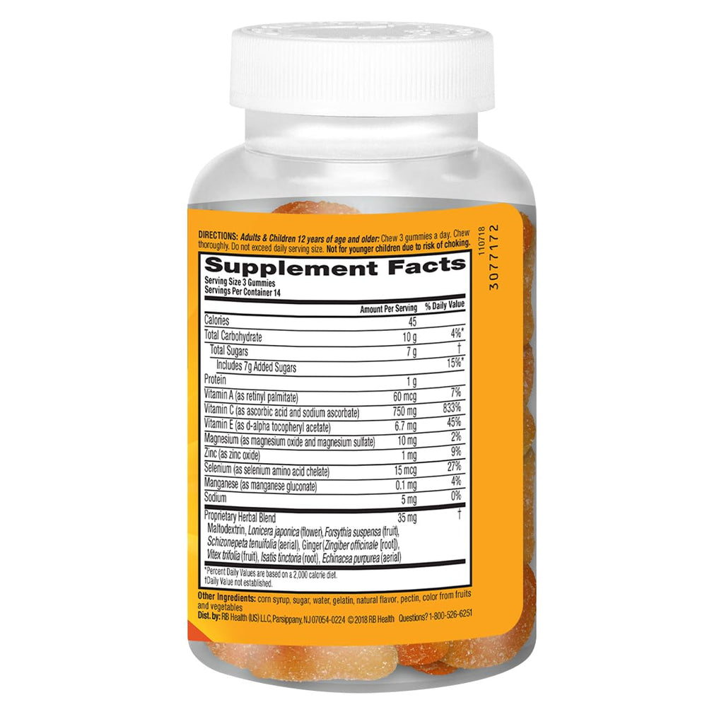 Airborne 750mg Vitamin C Immune Support Supplement Gummies for Adults, Zesty Orange Flavor, Gluten Free Crafted Blend with Powerful Antioxidants Vitamins C & E, 42 Gummies (2 Pack)