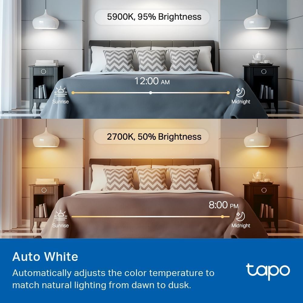 Tapo Multicolor Dimmable Smart Light Bulbs, L535E(4-Pack), A19 E26, 1100LM