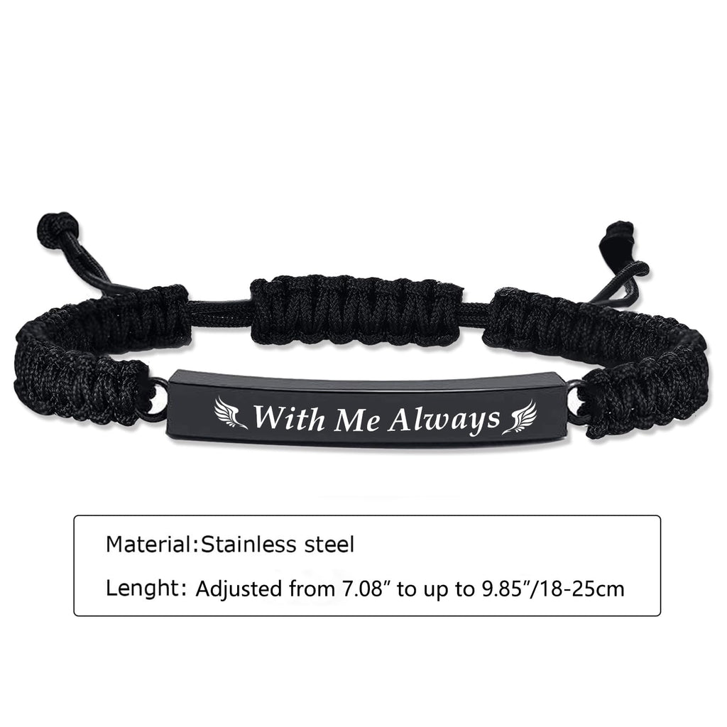 RIPFEVURN 4 Pack Cremation Jewelry Bar Urn Bracelet for Ashes for Women Men Adjustable Memorial Keepsake Rope Braided Bracelet