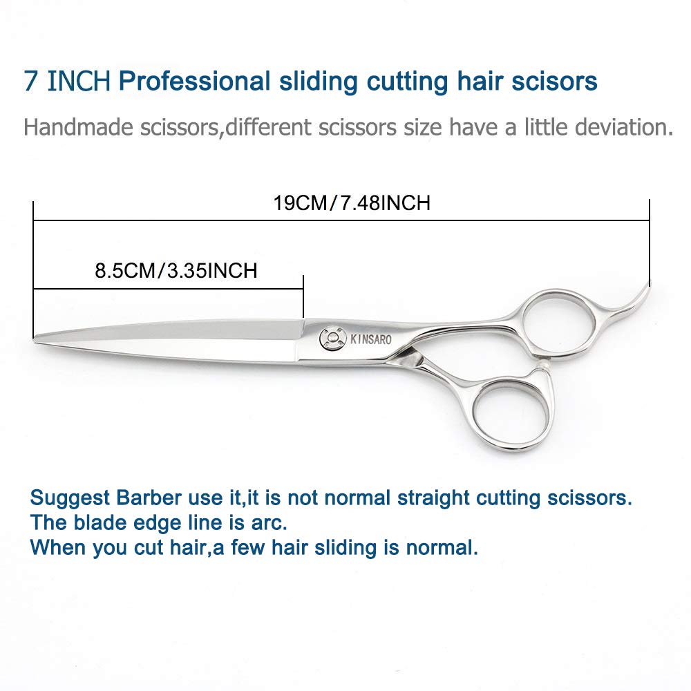 Barber Scissors 7" Professional Sliding Hair Scissors Willow Shape Sliding Hair Shears Professional Haircut Razor Edge 440c Barber Shears KINSARO for Hairdresser Barbershop or Home Use