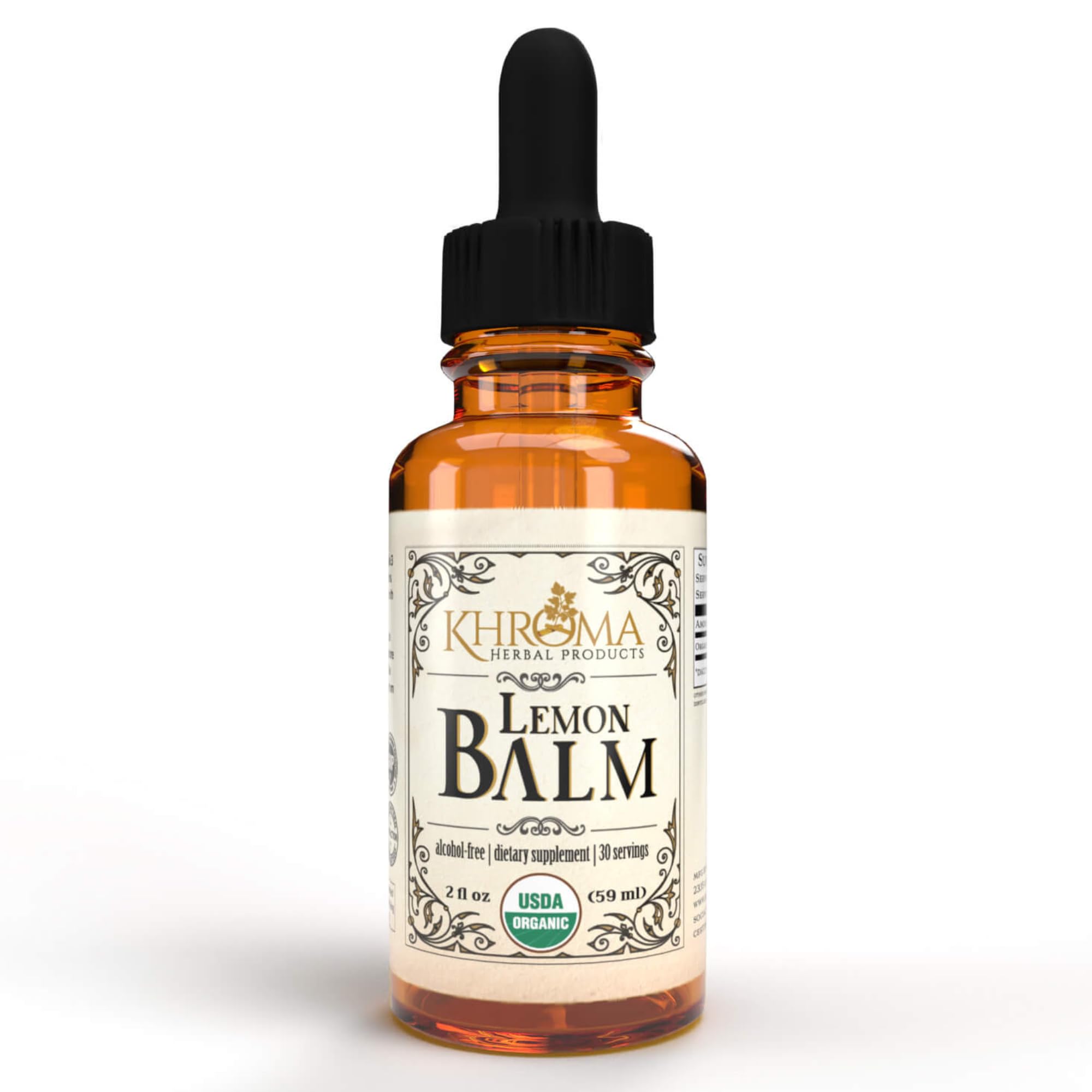 Khroma Herbal Products Organic Lemon Balm 30 Servings - 800 MG Per Serving - 2 FL OZ Liquid - Melissa Officinalis