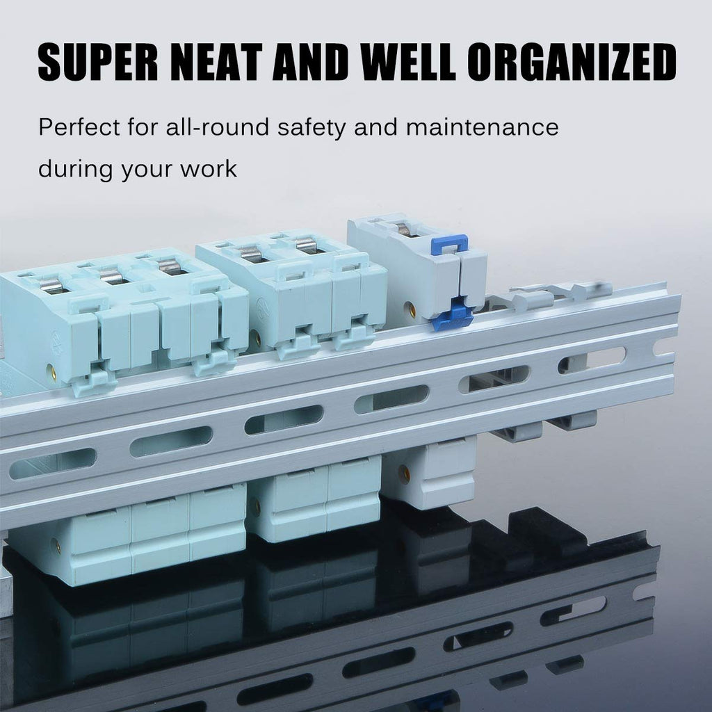 VAMRONE 10 Piece Aluminum DIN Rails, 12 Inches Long, 35mm Wide, 7.5mm High, Top Hat Slotted DIN Rail with RoHS, Extra Premium Screws Included for Hardware Components Mounting
