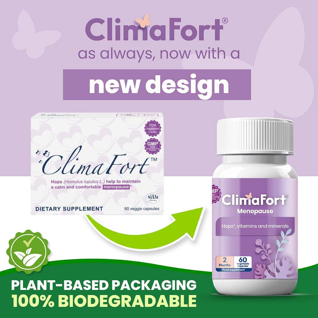 Climafort 60 Day Supply | Menopause Relief Pills | Natural Relief for Hot Flashes, Night Sweats, Mood Swings & Hormone Balance | Hops, Vitamins, and Minerals | 1 Capsule Daily